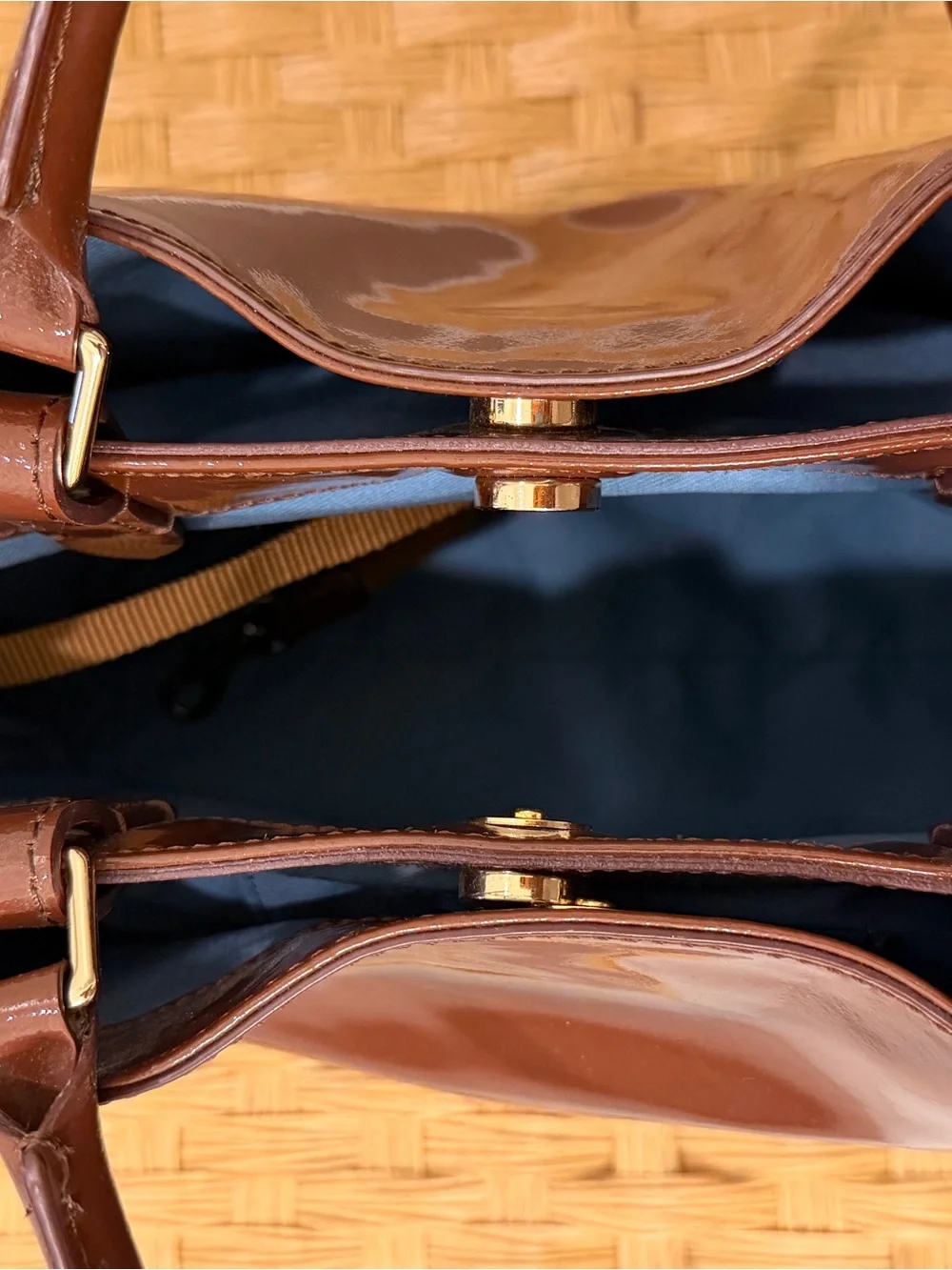 Dooney & Bourke Glossy Brown Patent Satchel